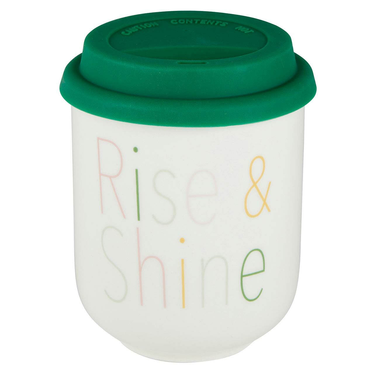 Rise & Shine Ceramic To Go Mug | Holds 16 oz. | Eco Mug with Silicone
