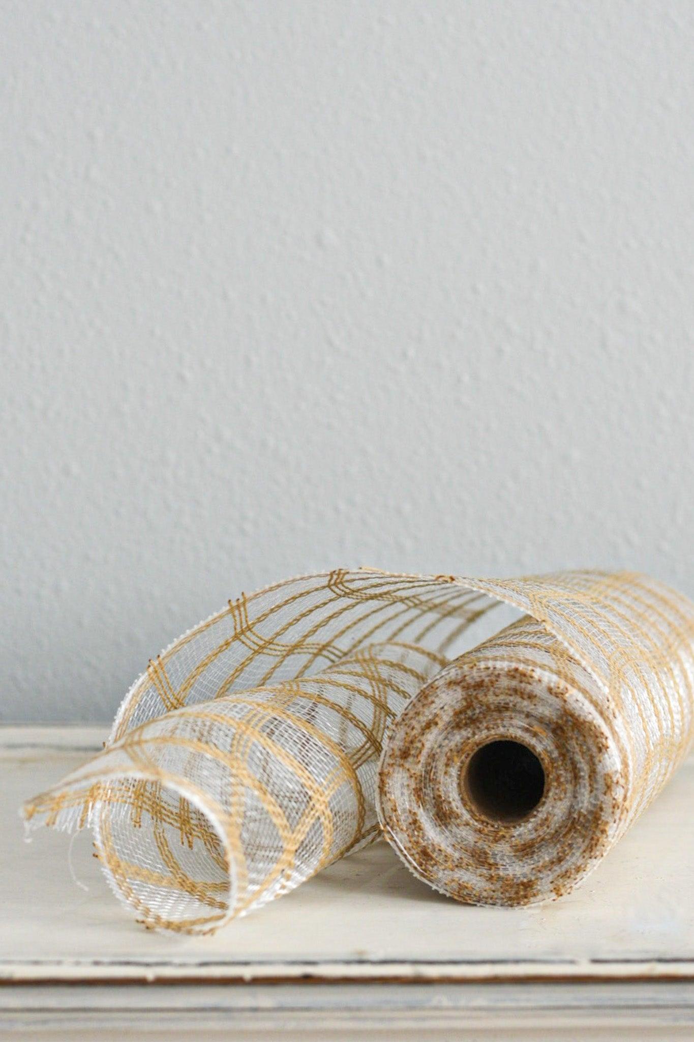 10.25"X10YD FAUX JUTE CHECK MESH NATURAL