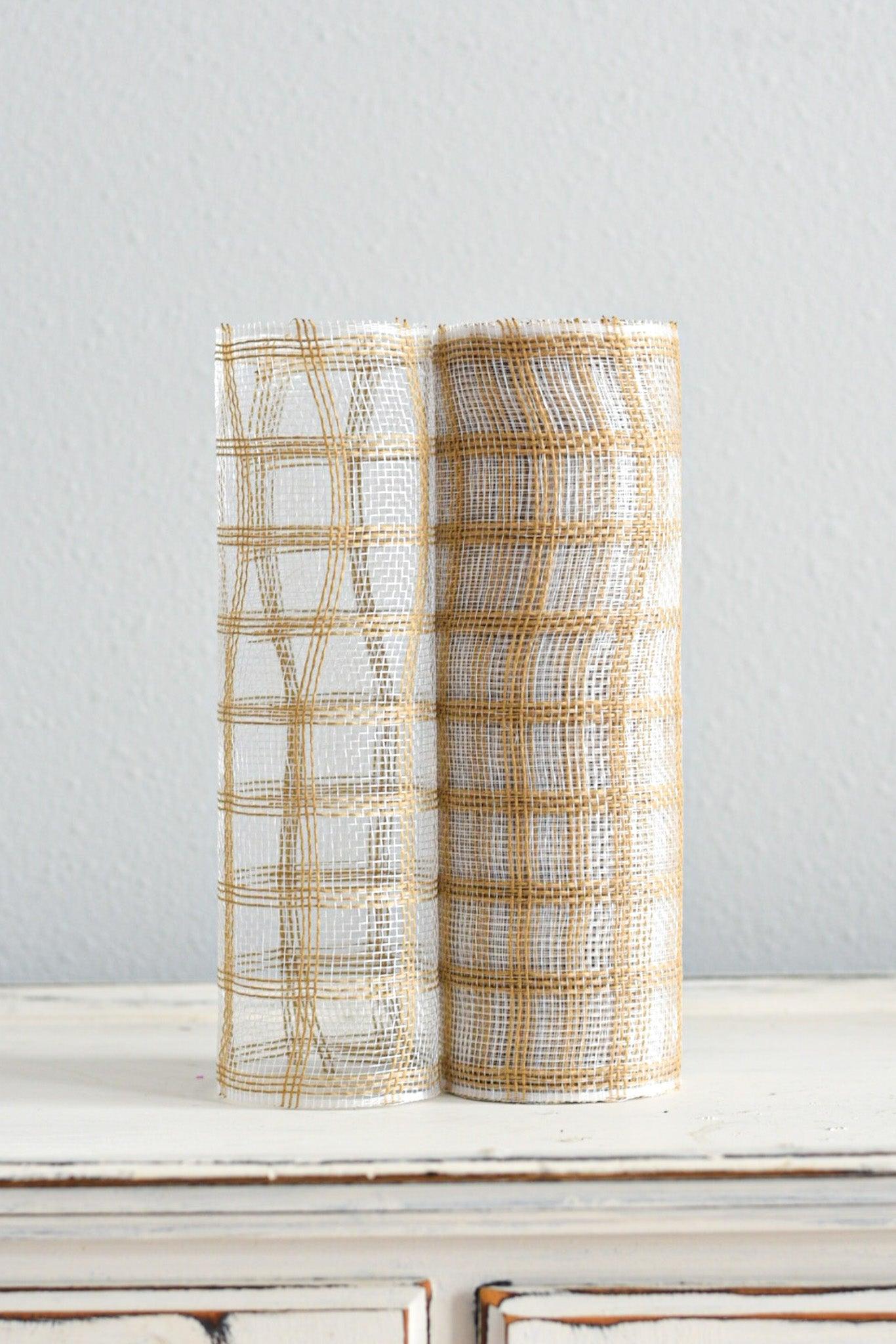 10.25"X10YD FAUX JUTE CHECK MESH NATURAL