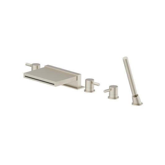 Flusso 100.2420CF Five Hole Deck Mounted Cascade Flow Roman Tub Faucet With Hand Shower