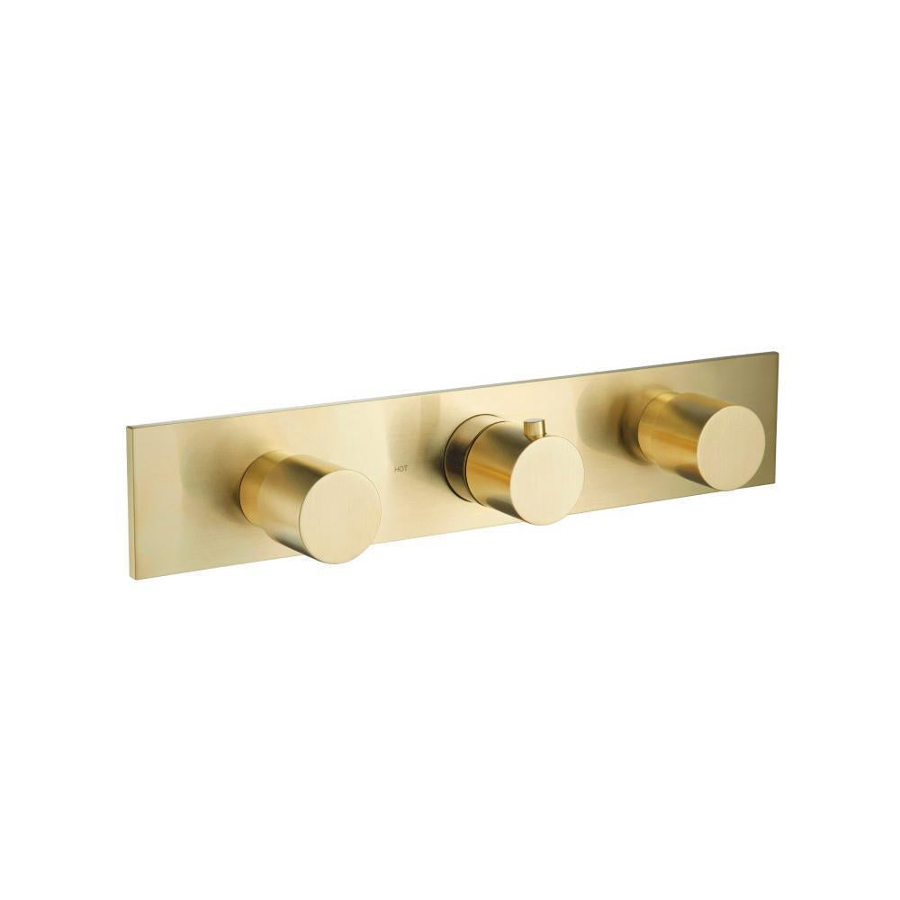 Flusso 100.2715 3/4" Horizontal Thermostatic Valve with 2 Volume Controls & Trim