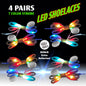|4 Pairs| 7 Color Strobe LED Light Up Shoe Laces Glow in the Dark White Tie Shoelaces for Sneakers, Skates, 45 inch