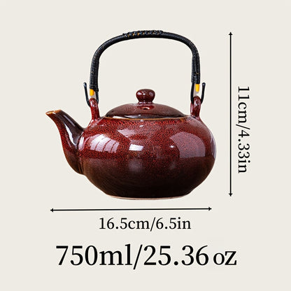 1pc Unique Kiln-Changed Ceramic Teapot, 25.36 oz, Assorted Novelty