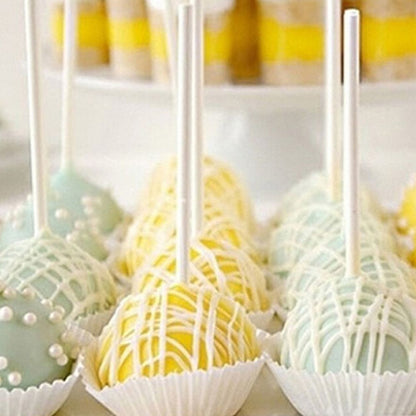 100pcs DIY White Sucker Sticks Chocolate Cake