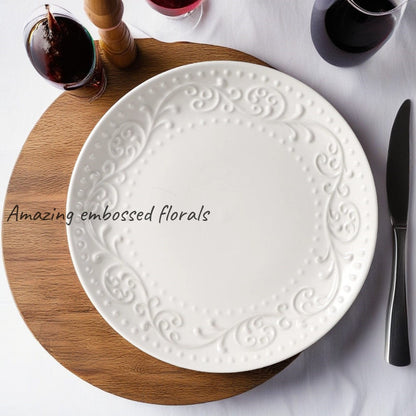 Artena 4Piece Embossed Porcelain Dinner Plate Set