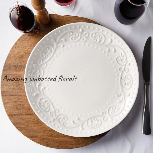 Artena 4Piece Embossed Porcelain Dinner Plate Set