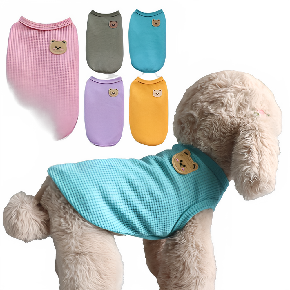 Pet Clothes Spring Summer Cat Dog T-shirt Breathable Waffle Vest Puppy Kitten Pet Supplies Chihuahua French Bulldog Clothing