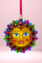 Sedona Red Sun Glass Ornament (R)