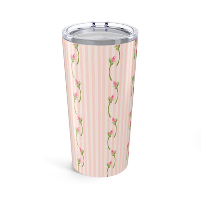 Customizable: Floral Striped Tumbler | 20oz Travel Mug | Perfect Gift for Mother's Day, Weddings, Tea Lovers, Spring Decor