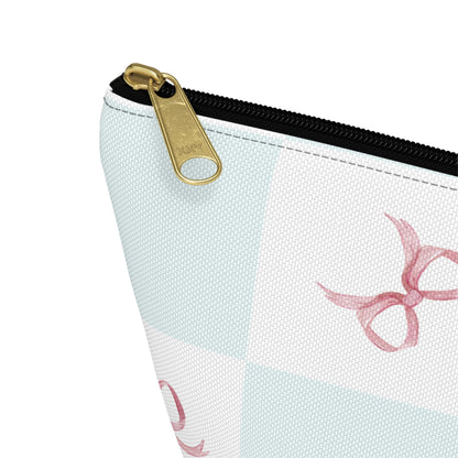 Customizable: Charming Ribbon Accessory Pouch, Makeup Bag, Gift for Her, T-bottom Style, Cute Storage, Birthday Present, Bridesmaid Gift