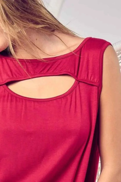 BiBi Rayon Sleeveless Women's Top with Cut Out Front