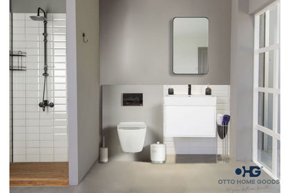 Gala 30" White Floating Bathroom Vanity with Porcelain Top & Hidden Drawer
