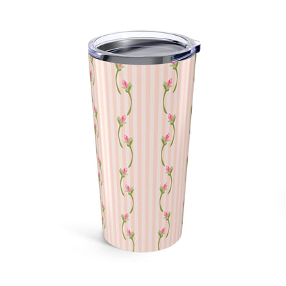 Customizable: Floral Striped Tumbler | 20oz Travel Mug | Perfect Gift for Mother's Day, Weddings, Tea Lovers, Spring Decor