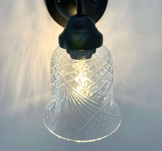 Clear Crosscut Crystal Style Wall Sconce