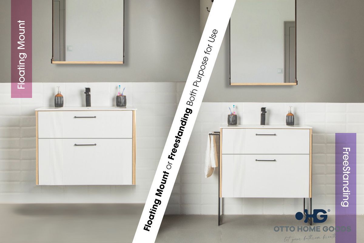 Linea 28" White Bathroom Vanity | Floating or Freestanding with Porcelain Top