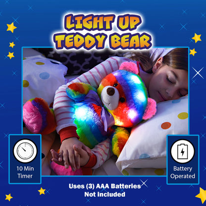 Rainbow Lites Teddy Bear Glow Plush LED Night Light Up Stuffed Animal (16 inch)