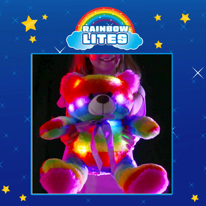 Rainbow Lites Teddy Bear Glow Plush LED Night Light Up Stuffed Animal (16 inch, Batteries Included)