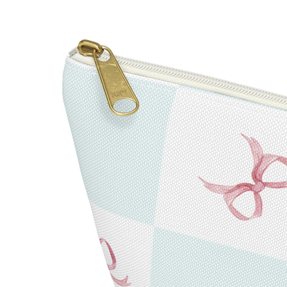 Customizable: Charming Ribbon Accessory Pouch, Makeup Bag, Gift for Her, T-bottom Style, Cute Storage, Birthday Present, Bridesmaid Gift