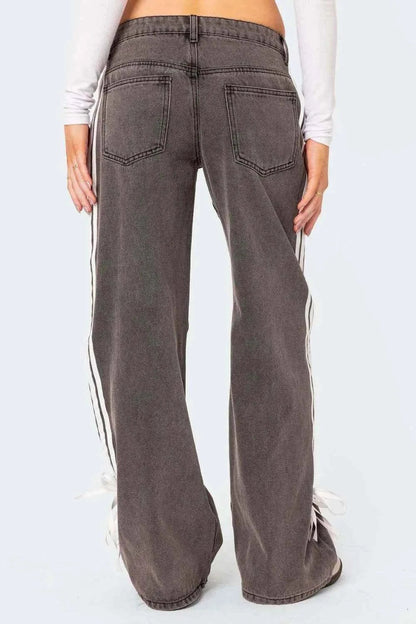 Side Striped Jeans for a Loose Fit Look