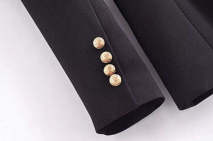 Fall Women Clothing with Belt Button Decoration Slim Fit Figure Flattering Blazer