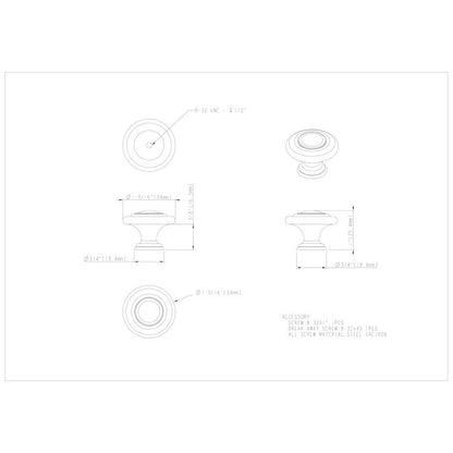 1-5/16" Diameter Satin Nickel Round Arcadia Cabinet Knob