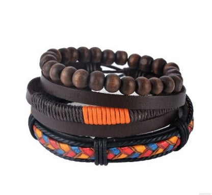 Vintage Punk Leather Wrap Bracelet - Multilayer Beaded Bracelet for Men & Women