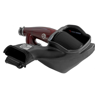 aFe 17-24 Ford F-150 Track Series Red Kevlar Carbon Fiber C/A Intake System w/Black Pro 5R Filter