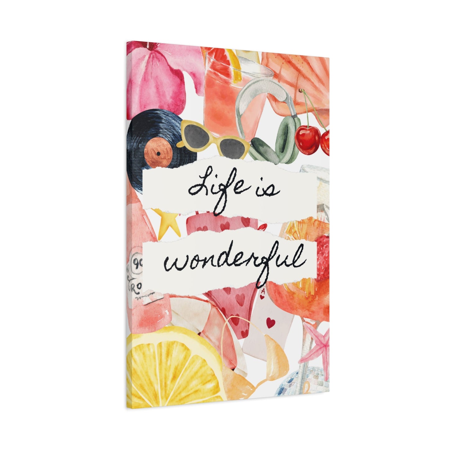 Life is Wonderful Canvas Wall Art, Colorful Decor, Inspirational Gift, Home Display, Summery Wall Art, Motivational Print