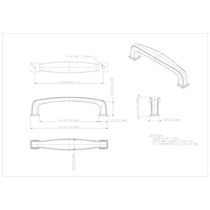 96 mm Center-to-Center Satin Nickel Square Milan 1 Cabinet Pull