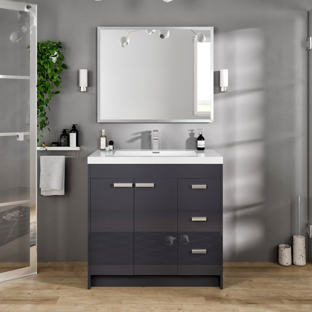 Eviva Vista Brushed Nickel Metal Framed Mirror