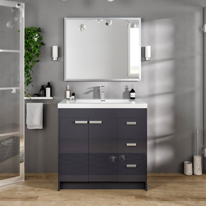 Eviva Vista Brushed Nickel Metal Framed Mirror