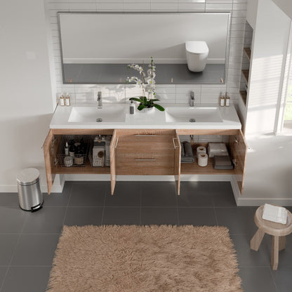 Eviva Axis Wall Mount Bath Vanity with Acrylic Top and Integrated Sinks