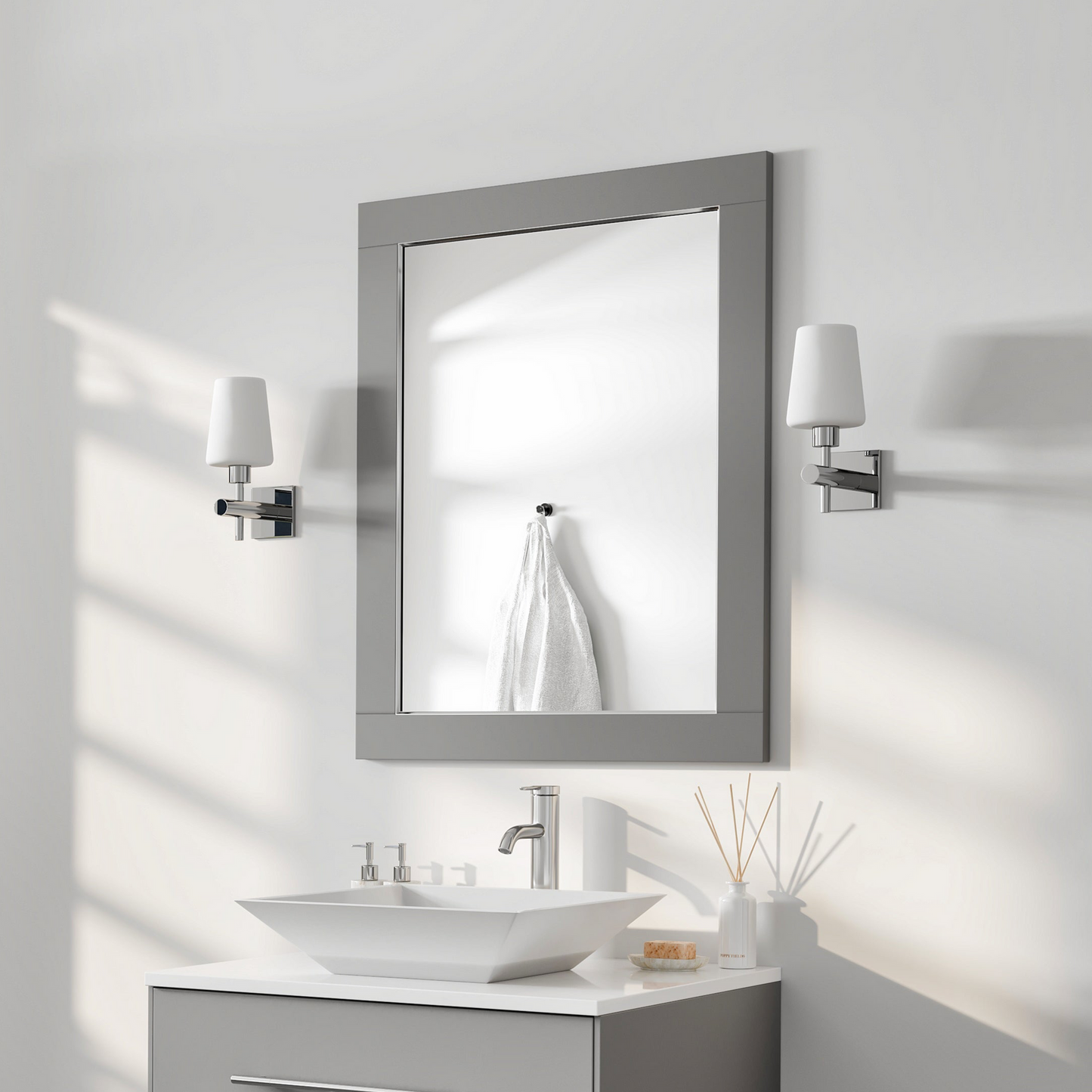 Eviva Aberdeen 72" x 30" Rectangular White Wooden Framed Mirror