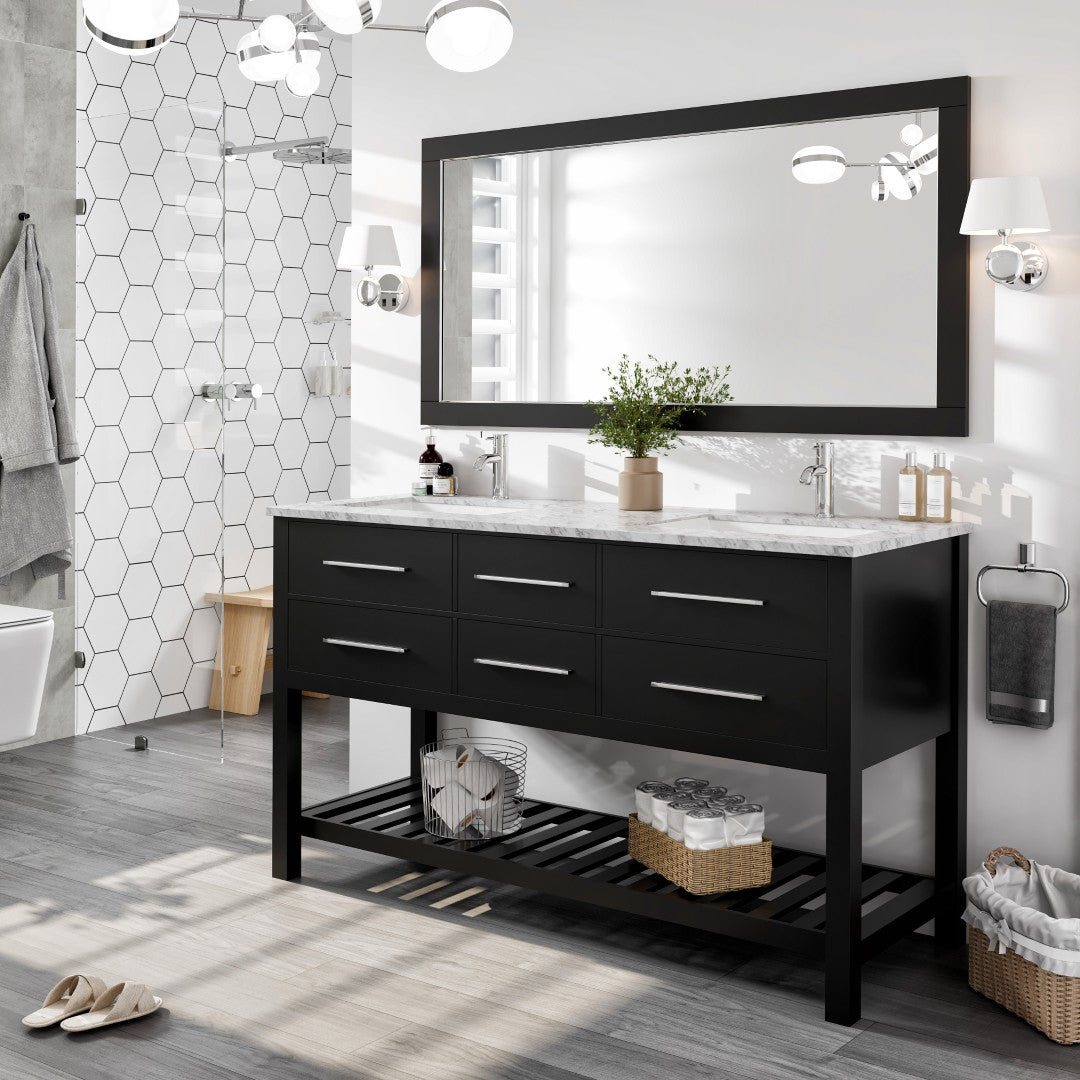 Eviva Aberdeen 72" x 30" Rectangular White Wooden Framed Mirror