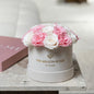 Classic Beige Suede Dome Box | Light Pink & White Roses
