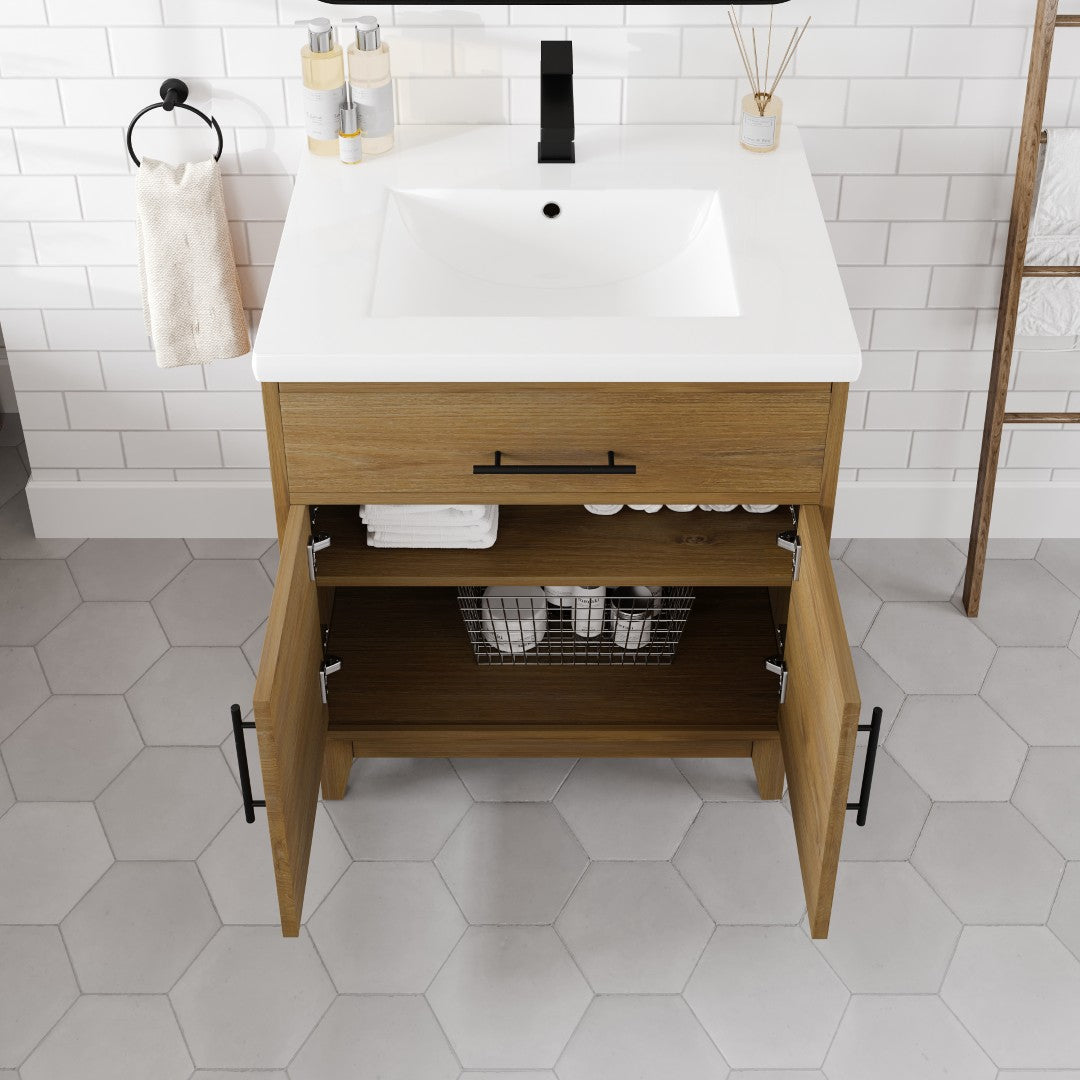 Eviva Graham Bath Vanity with Engineered Stone Top and Integrated Sink (30"-72")