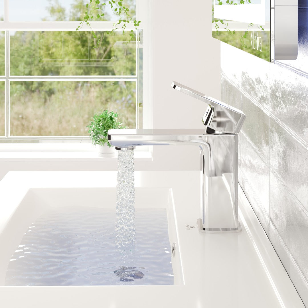 Eviva Lux Single-Handle Waterfall Single-Hole Bathroom Faucet with Deckplate Included in Chrome