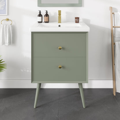 Eviva Seoul Bath Vanity with Porcelain Top and Integrated Sink