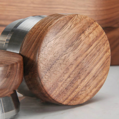 Adjustable Depth Espresso Distributor with Walnut Handle