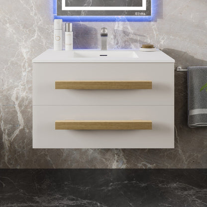 Eviva Element Wall Mount Bath Vanity with Solid Surface Top and Integrated Sink
