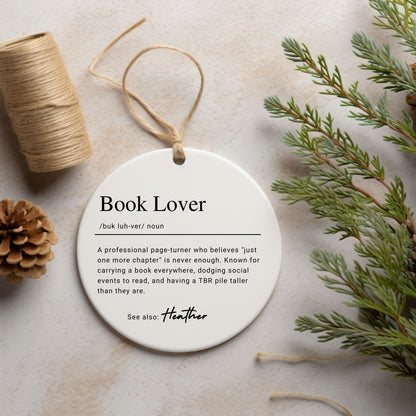 Book Lover Definition - Personalized Custom Ceramic Ornament - Christmas Gift For Book Lovers, Bookworm & Reader