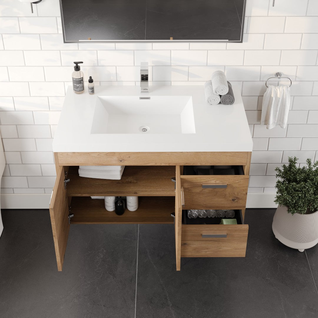 Eviva Lugano Bath Vanity with Acrylic Top and Integrated Sink (24"-84")