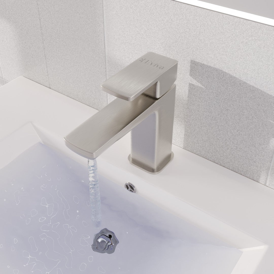 Eviva Lux Single-Handle Waterfall Single-Hole Bathroom Faucet with Deckplate included in Brushed Nickel