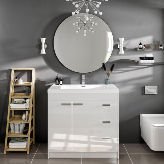 EVIVA Round 36 Inch Frameless Mirror with Bevel Edge