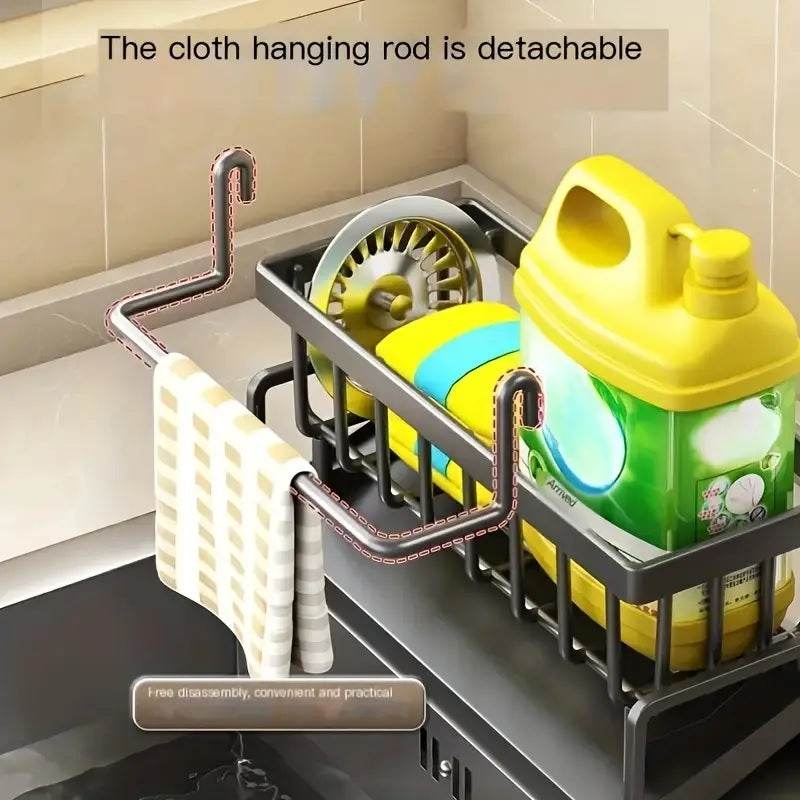Multifunction Kitchen Sink Organizer Rack for Cloths, Sponges, and Detergent