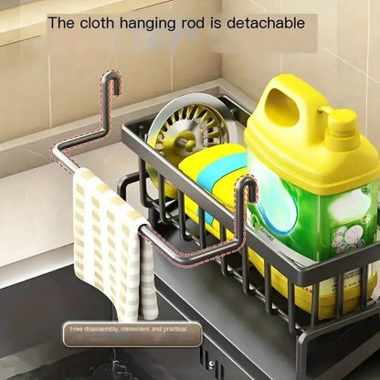 Multifunction Kitchen Sink Organizer Rack for Cloths, Sponges, and Detergent