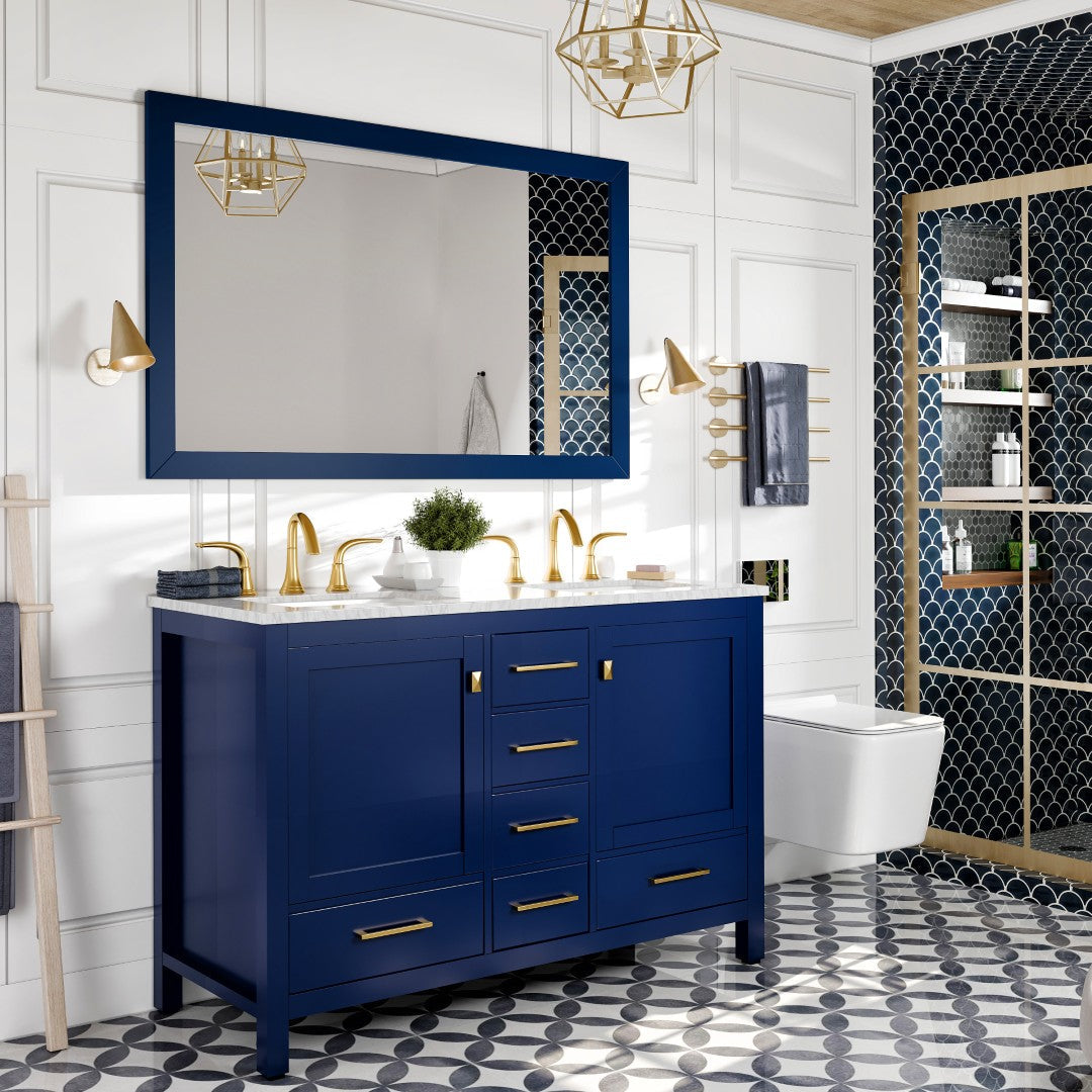 Eviva Acclaim 60" x 30" Rectangular Blue Wooden Framed Mirror