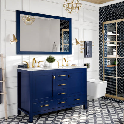 Eviva Acclaim 60" x 30" Rectangular Blue Wooden Framed Mirror