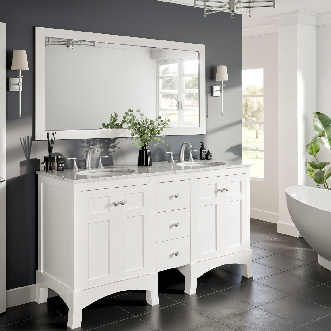 Eviva Aberdeen 72" x 30" Rectangular White Wooden Framed Mirror