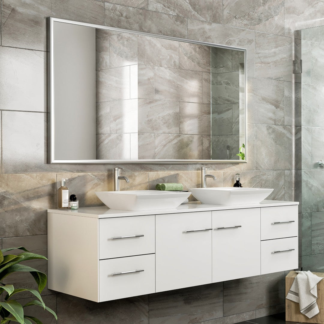 Eviva Vista Brushed Nickel Metal Framed Mirror